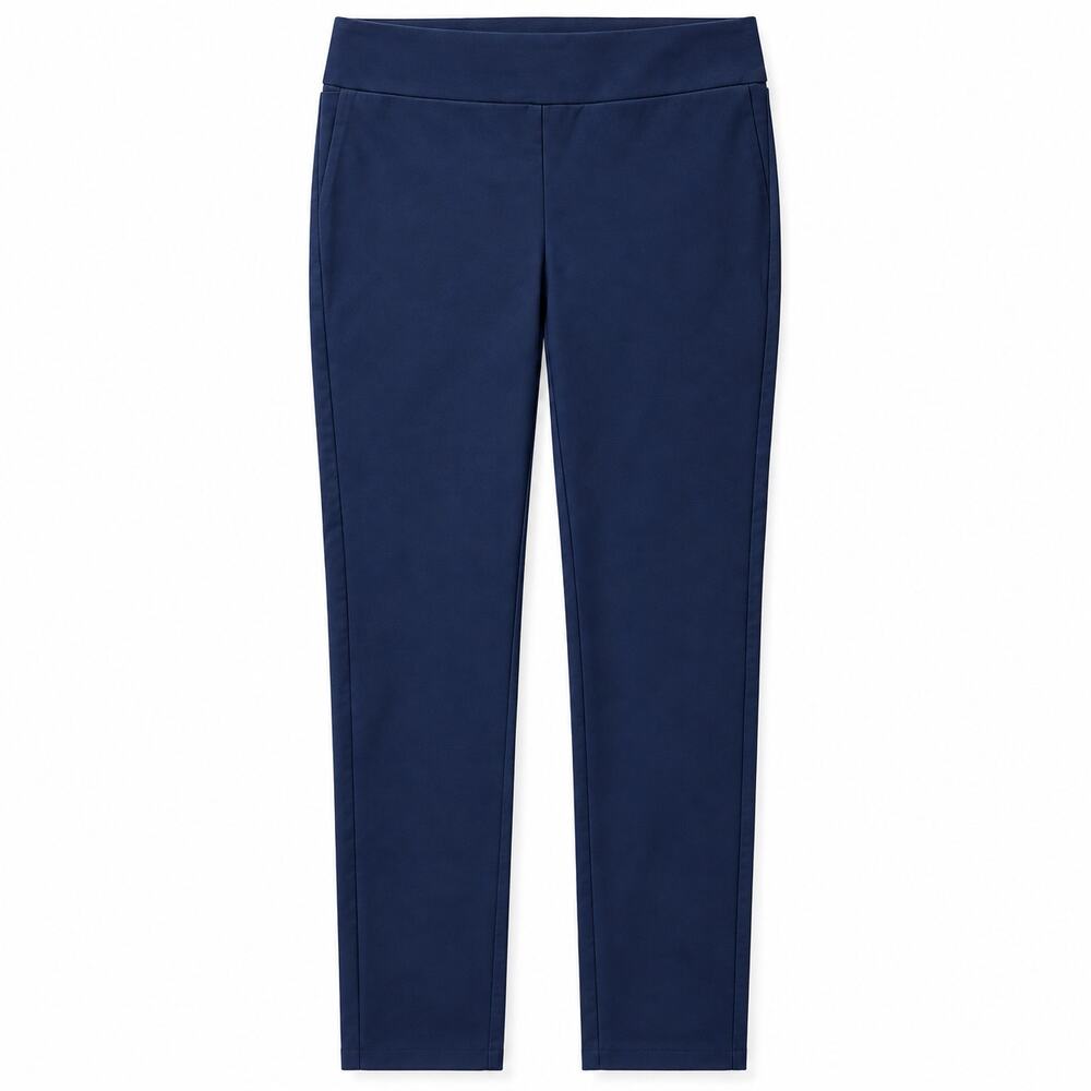 J. McLaughlin Pullon Pants 10 Navy Blue Back Pockets Straight Leg